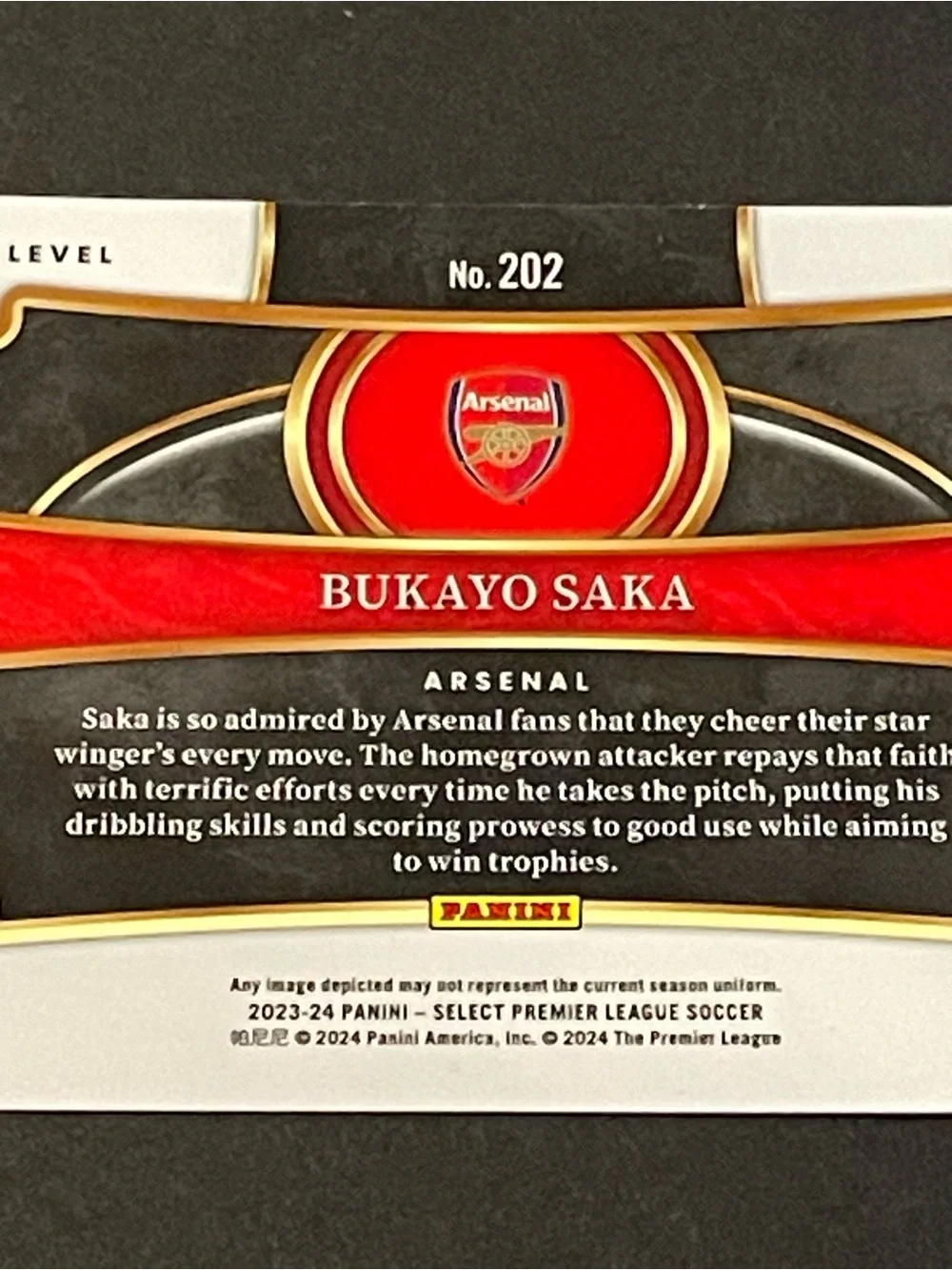2023/24 Select PL Bukayo Saka Field Level Red Cracked Ice Prizm #202 Card